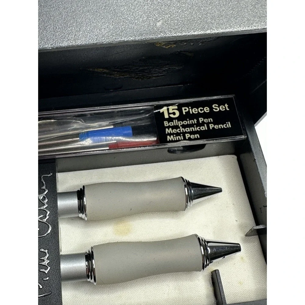 Pierre Cardin Comfort Grip Silver Tone Pen pencil Set Mechanical Refills